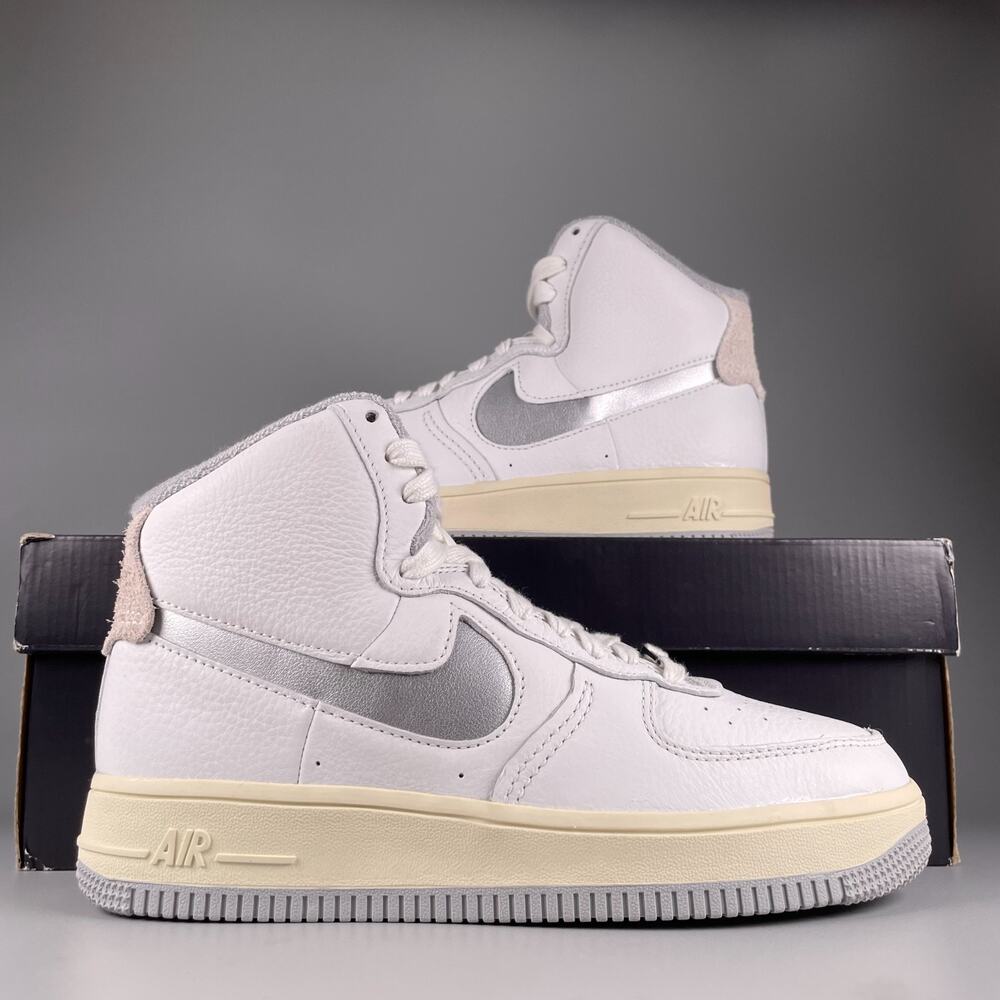 Nike Air Force 1 Women's 7 High Sculpt Summit White Sail Silver Casual Sneakers